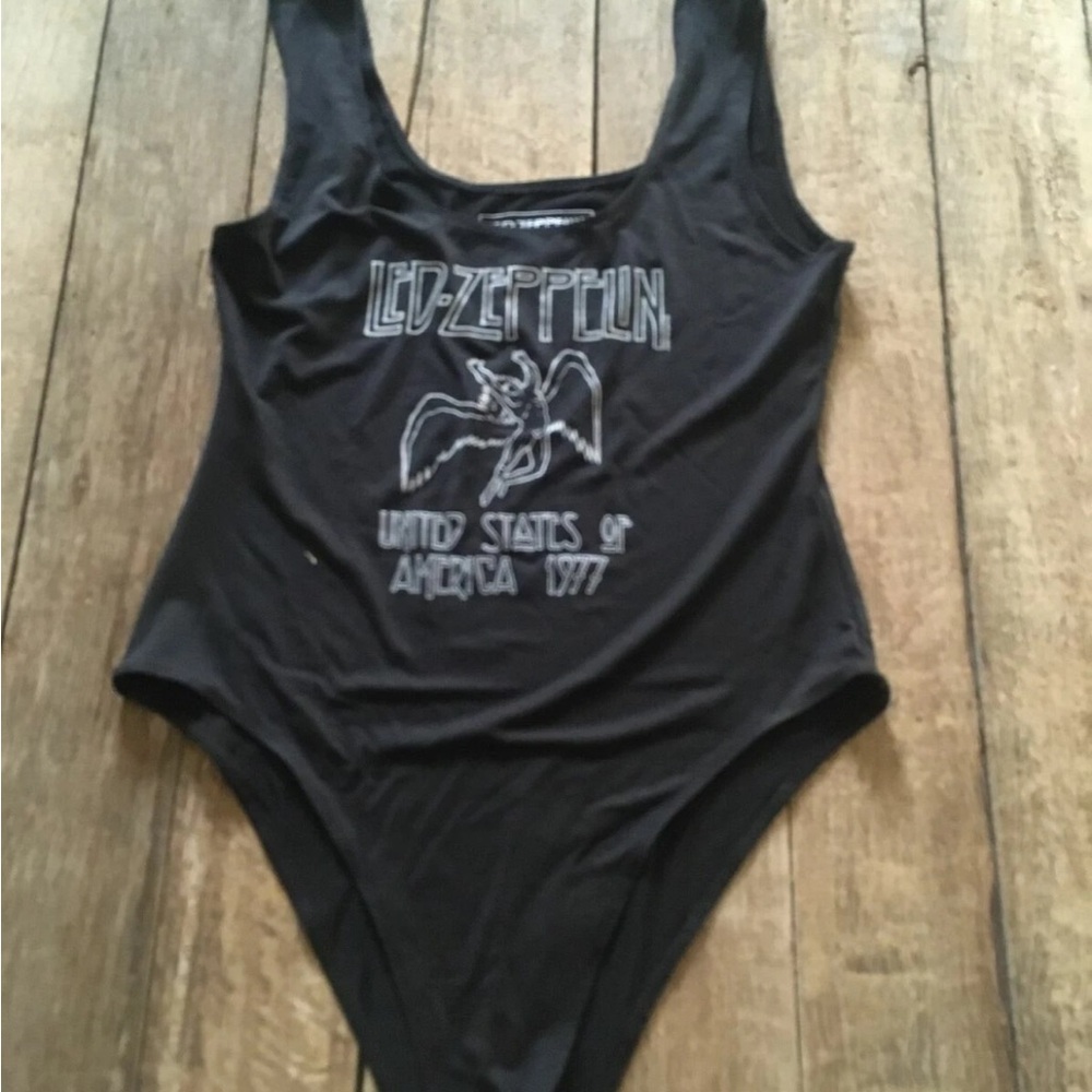 Led Zeppelin Black Women's Bodysuit  large s m only no padded
